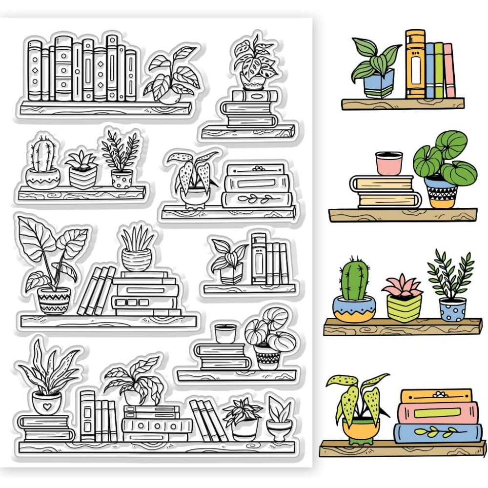 Clear Silicone Stamps For Card Making - Timbri trasparenti per libreria in vaso