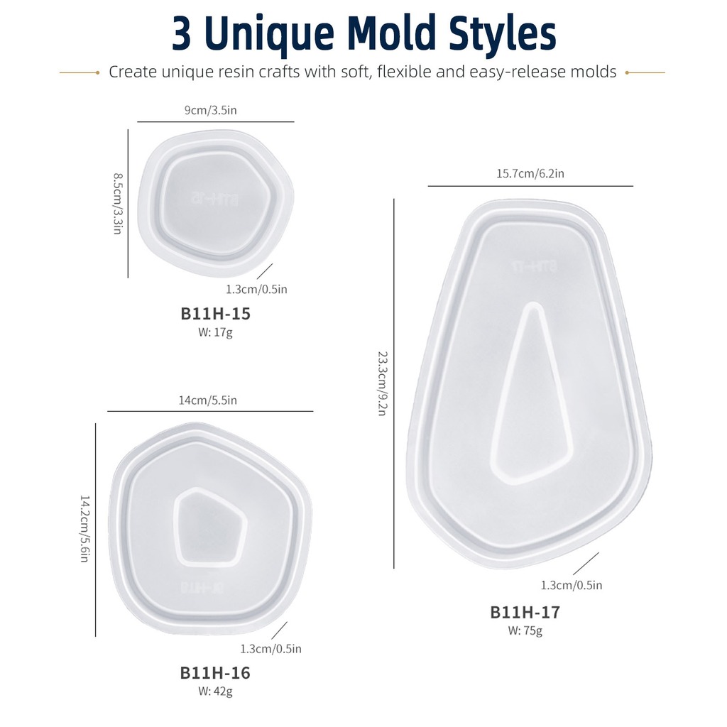 Silicone Epoxy Resin Molds Set - Set di 3 Stampi in Silicone