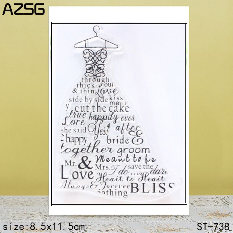 Clear Silicone Stamps For Card Making - AZSG Abito da sposa Timbri trasparenti/sigilli