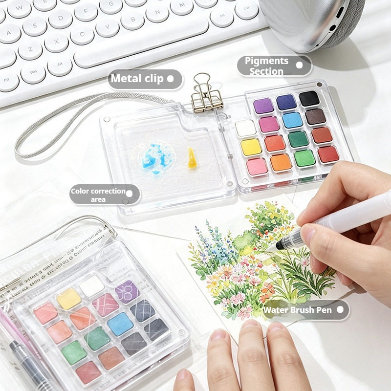 Watercolor Paint Set Solid Pigment - Set Regalo da Viaggio Portatile con