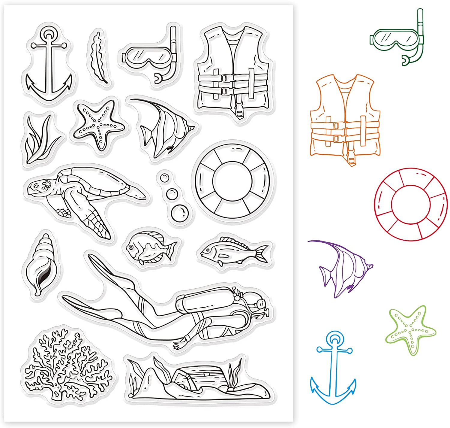 1PC Ocean World Diving Timbri  - Clear Silicone Stamps For Card Making recensione e prezzo