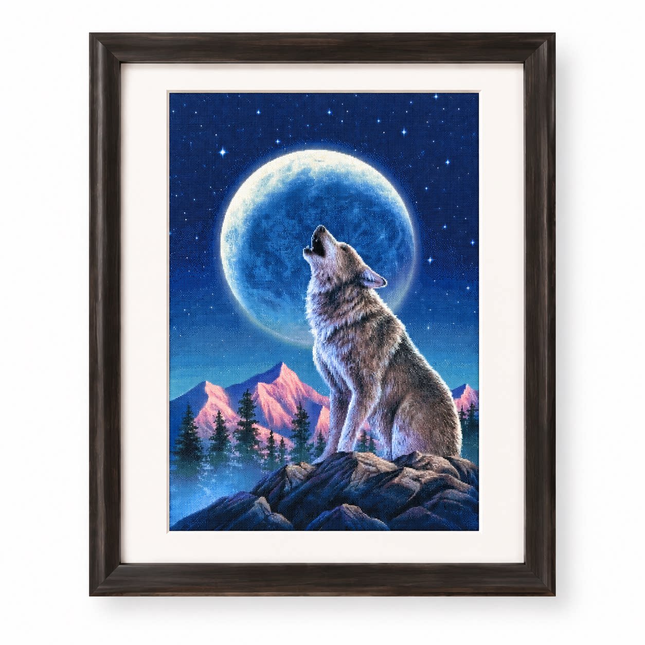 [ZZ9252-Lone Wolf Under the Mo - Cross Stitch Stamped Kits Beginners recensione e prezzo