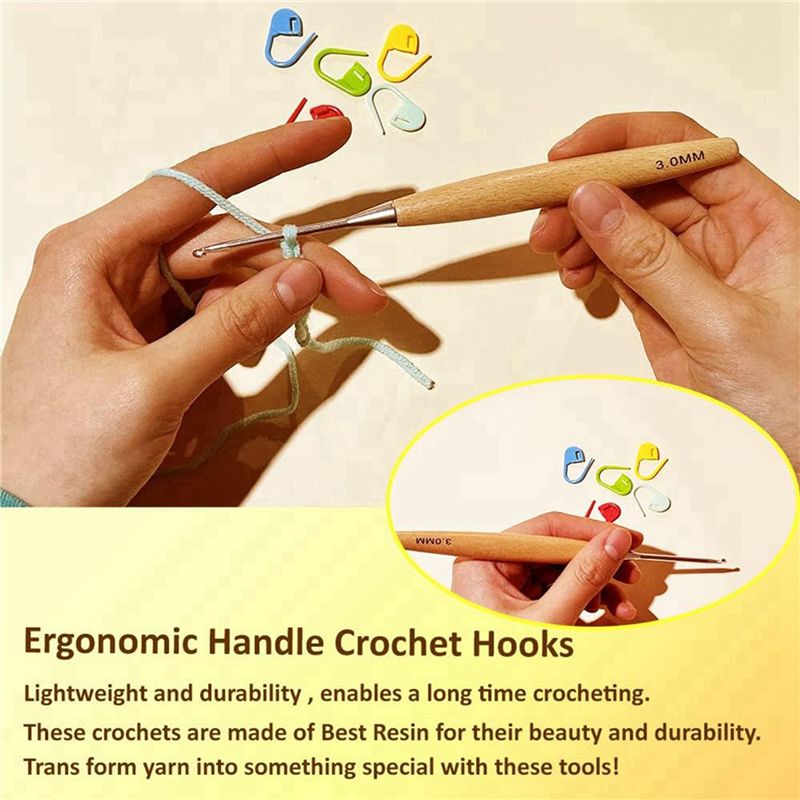 SEWS-80Pcs Set di Uncinetti in - Wooden Crochet Hooks Ergonomic Handle recensione e prezzo